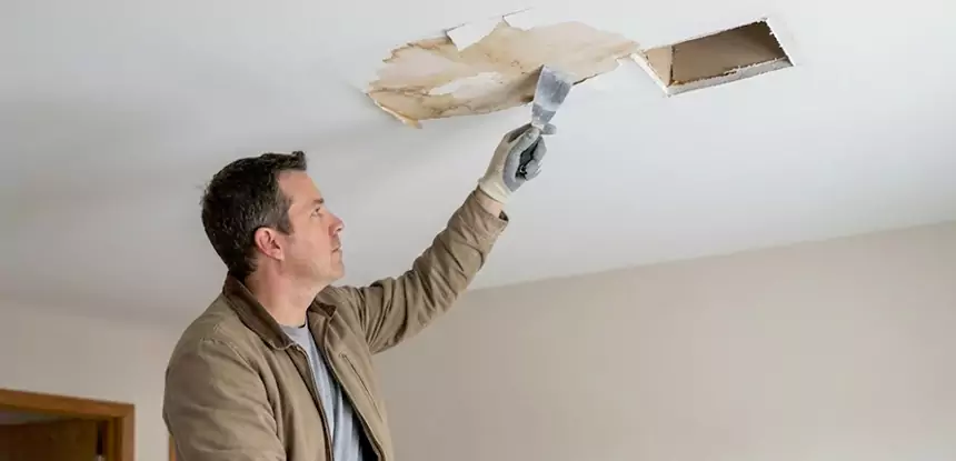 Ceiling Water Stain and Drywall Repair in Tucker